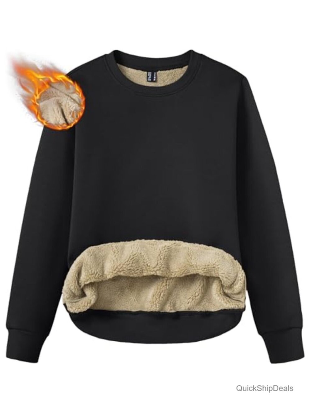 Women's Fleece Lined Crewneck Sweatshirt Thermal Sherpa Pullover Long Sleeve